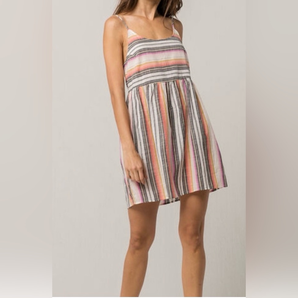 Womenâs Rip Curl Sayulita Striped Cotton Sun Dress Beach Bohemian Lightweight L